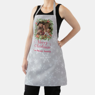 Eleganter Tannenkränze Frohe Weihnachten Foto Schürze