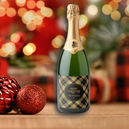 Eleganter Tartan Black Gold Glitzer