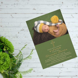 Eleganter Taufe Religiöses ereignisbenutzerdefinie Einladung