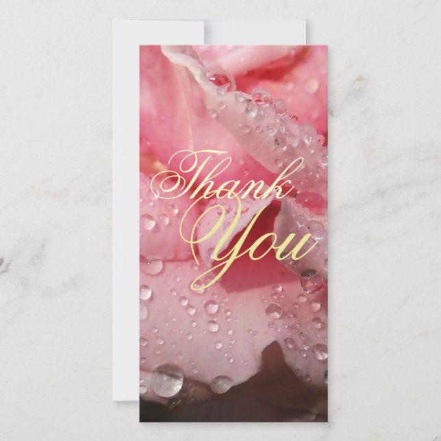 Eleganter Tauw fällt auf Pink Rose Petal Trauzeugi Dankeskarte (Vorderseite)