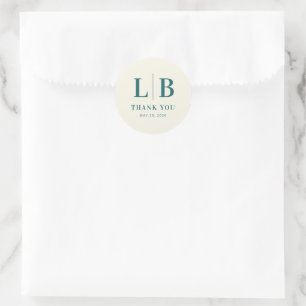 Eleganter Teal Serif Hochzeit Danke Aufkleber