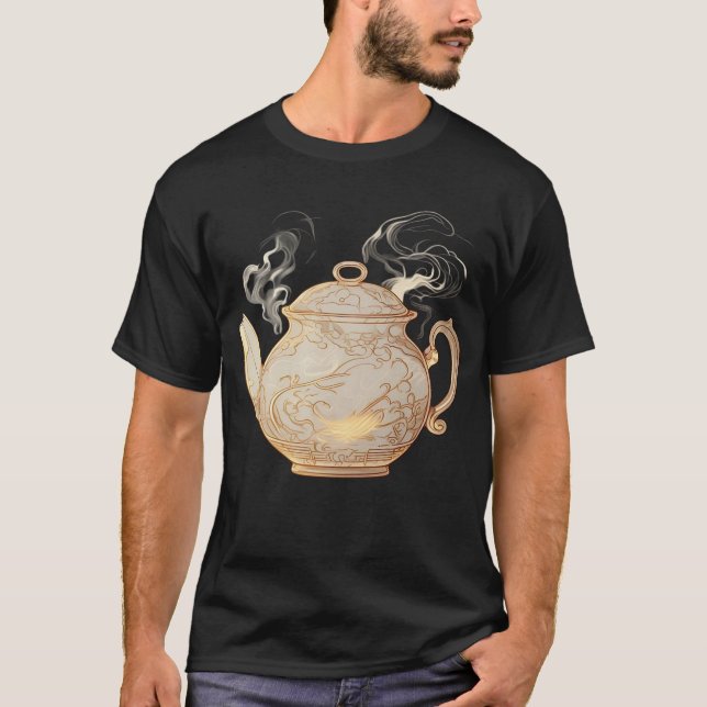 Eleganter Teapot Kontur T - Shirt (Vorderseite)