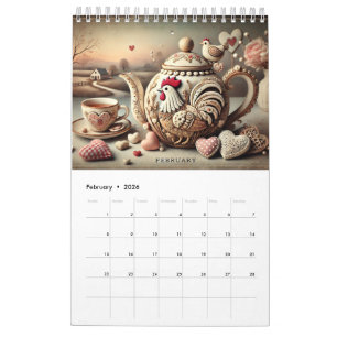 Eleganter Teekannen-Kalender 2026 mit hübschen Hüh Kalender