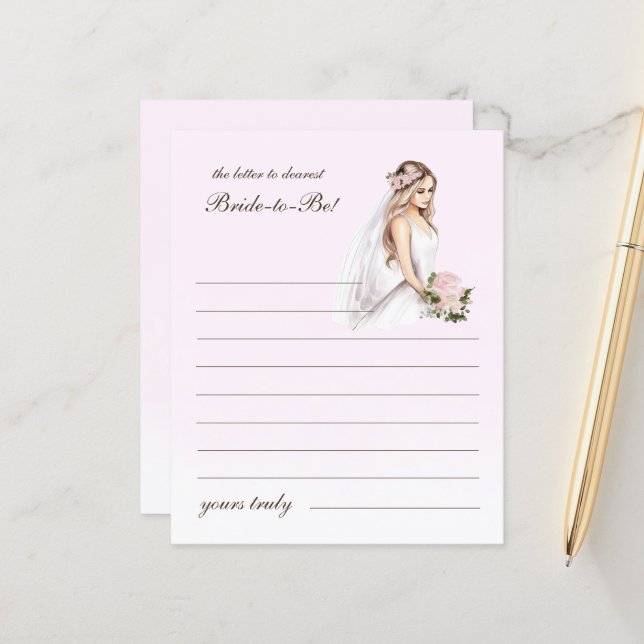 Eleganter Tender Pink Letter to Bride Brautparty (Vorderseite/Rückseite Beispiel)