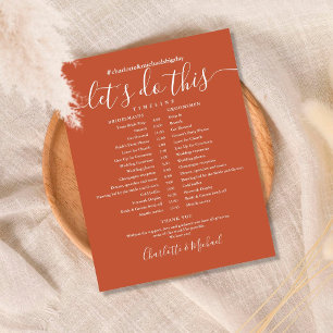 Eleganter Terrakotta-Hochzeitsplan Zeitstrahl