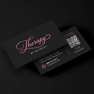 Eleganter Therapeuten-Script Pink Schwarz Visitenkarte