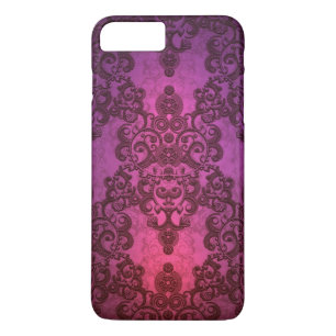 Eleganter Tiefglühender Rosa und Lila Damast Case-Mate iPhone Hülle