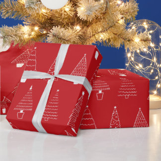Eleganter traditioneller Roter Weihnachtsbaum Geschenkpapier