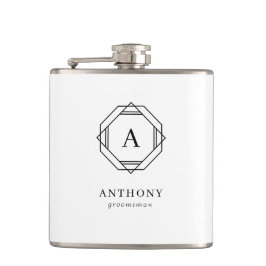 Eleganter Trauzeuge Monogram Vinyl Wrapped Flask Flachmann