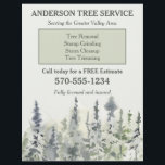 Eleganter Tree Service Arborist Trimming Flyer<br><div class="desc">Diese Flyer eignen sich hervorragend zur Förderung Ihres Baumservice- oder Baumschneidgeschäftes. Sie haben einen eleganten Stil, der Ihrem Unternehmen ein berufliches Aussehen verleihen wird. Verwenden Sie die Vorlagenfelder, um diesen Flyer mit all Ihren Geschäfts- und Kontaktinformationen einfach zu personalisieren. Sie zeichnen sich durch eine einfache Aquarellmalerei aus, die hohe Kiefernbäume...</div>