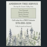 Eleganter Tree Service Arborist Trimming Flyer<br><div class="desc">Diese Flyer eignen sich hervorragend zur Förderung Ihres Baumservice- oder Baumschneidgeschäftes. Sie haben einen eleganten Stil, der Ihrem Unternehmen ein berufliches Aussehen verleihen wird. Verwenden Sie die Vorlagenfelder, um diesen Flyer mit all Ihren Geschäfts- und Kontaktinformationen einfach zu personalisieren. Sie zeichnen sich durch eine einfache Aquarellmalerei aus, die hohe Kiefernbäume...</div>