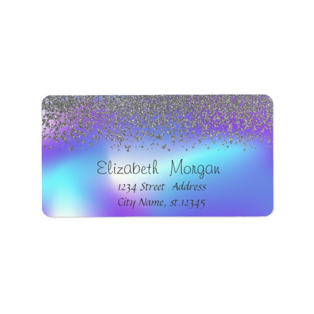 Eleganter Trend Stilvoll Silver Diamonds holograph Adressaufkleber (Vorne)