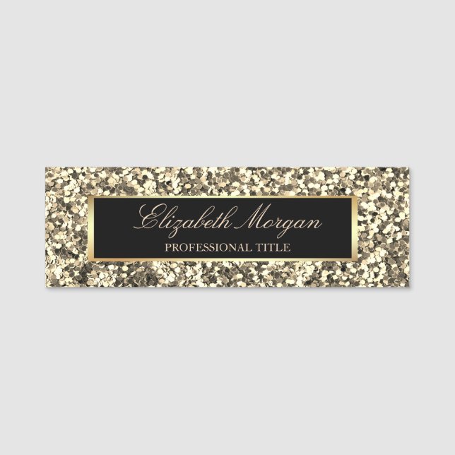 Eleganter, trendiger Glitzer, Rahmen Namensschild (Vorderseite)