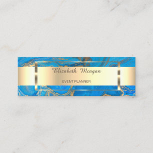 Eleganter trendiger Goldstreifenrahmen, blaues Mar Mini Visitenkarte