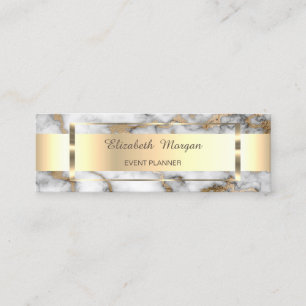 Eleganter trendiger Goldstreifenrahmen, weißer Mar Mini Visitenkarte
