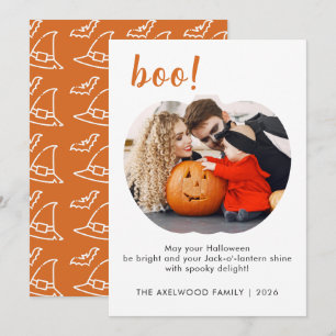 Eleganter trendiger Kürbis-förmiger Halloween-Foto Feiertagskarte