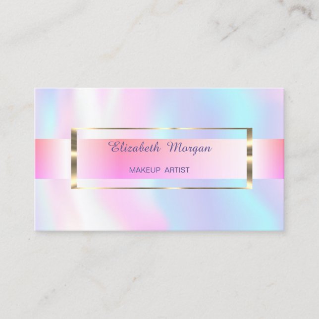Eleganter, trendiger Streifen Gold Frame holografi Visitenkarte (Vorderseite)