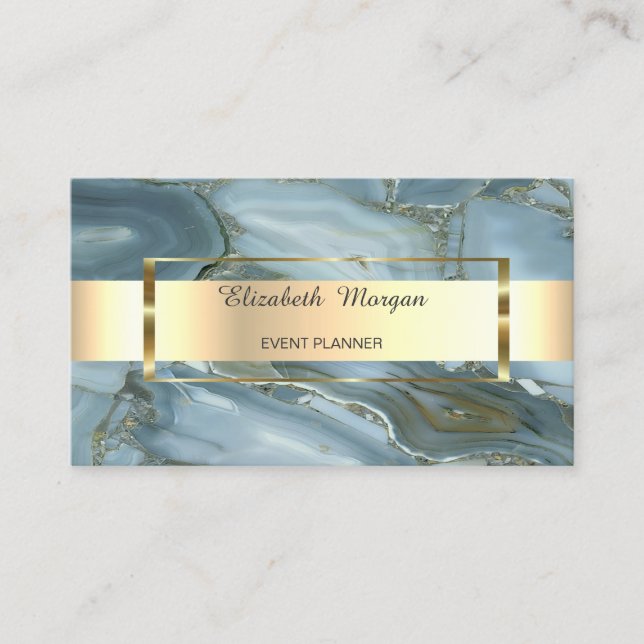Eleganter, trendiger Streifen, Goldrahmen, Marmor Visitenkarte (Vorderseite)