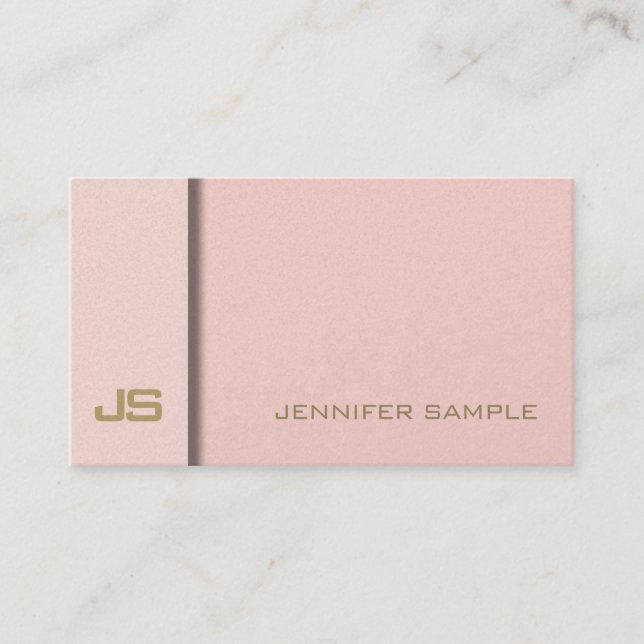 Eleganter Trendy Blush Pink Gold Elite Schlicht Lu Visitenkarte (Vorderseite)