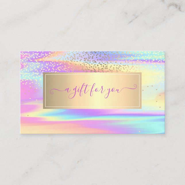 Eleganter Trendy Frame farbenfroh holografisch Rabattkarte (Vorderseite)