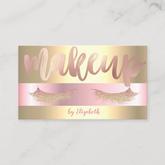 Eleganter Trendy Glittery Lashes, Gold Makeup Arti Visitenkarte (Vorderseite)