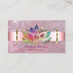 Eleganter Trendy Glitzer Streifen Gold Rahmen Lotu Visitenkarte