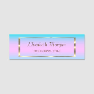 Eleganter Trendy, Gold Frame Holographic Ombre Namensschild