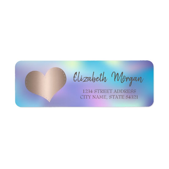 Eleganter Trendy,Rose Gold Heart,Holografie (Vorne)
