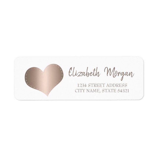 Eleganter Trendy,Rose Gold Heart,White Address Lab (Vorne)