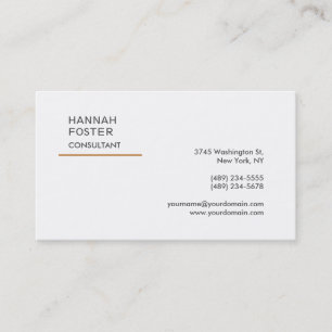Eleganter Trendy Schlicht White Consultant Manager Visitenkarte