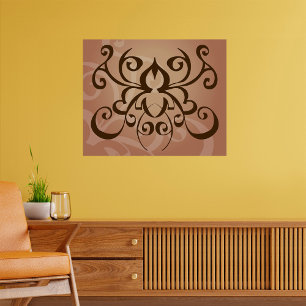 Eleganter Tribal Swirl Tattoo Style Poster