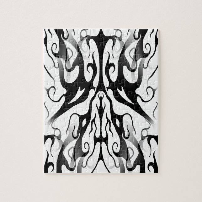 Eleganter Tribal Tattoo Digital Black and White (Vertikal)