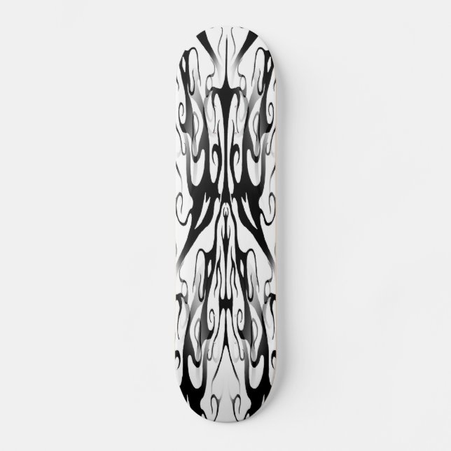 Eleganter Tribal Tattoo Digital Black and White Skateboard (Vorderseite)