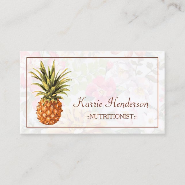Eleganter Tropenblumenernährer und Ananas Visitenkarte (Vorderseite)