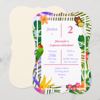 Eleganter Tropical Green Palm Floral 2. Geburtstag Einladung