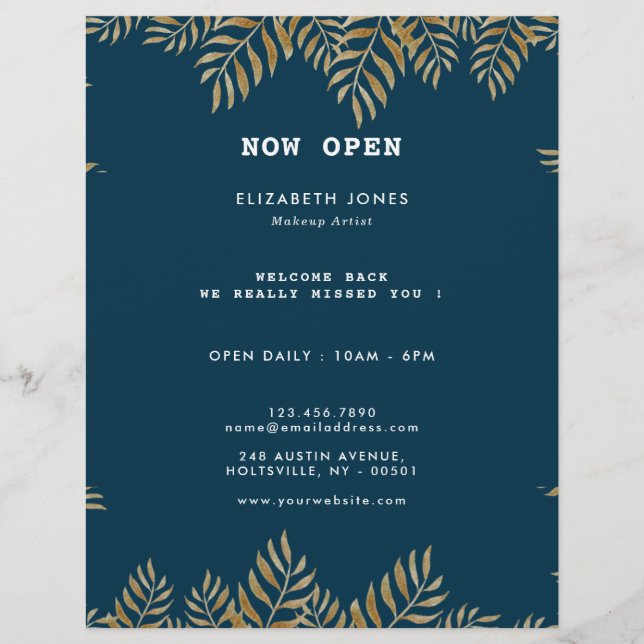 Eleganter Tropical Makeup Artist Flyer (Vorne)