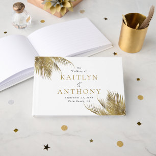 Eleganter Tropical Palm Tree Beach Hochzeit Gästebuch