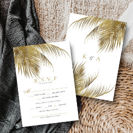 Eleganter Tropical Palm Tree Beach Hochzeit RSVP Karte