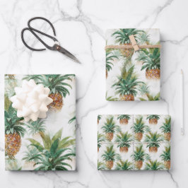 Eleganter Tropischer Ananas Geschenkpapier Set