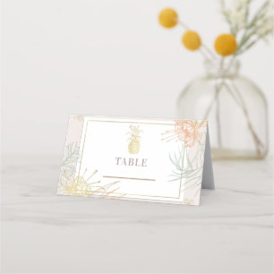 Eleganter Tropischer Botanischer Blumentisch Platzkarte