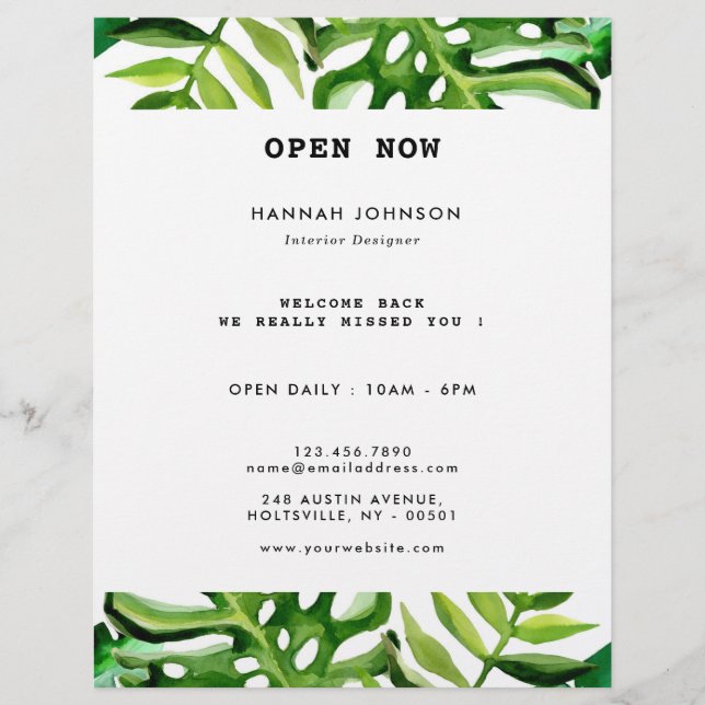 Eleganter tropischer Innenarchitekt Flyer (Vorne)