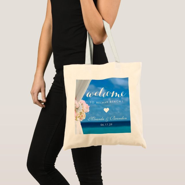 Eleganter tropischer Ozean Beach Hochzeitsvorzug Tragetasche (Vorderseite (Produkt))