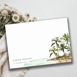 Eleganter, tropischer Palmenhain Strand Sand Mitteilungskarte