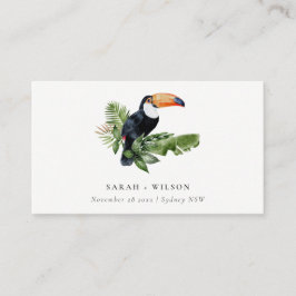 Eleganter tropischer Regenwald Toucan Fauna Hochze Platzkarte