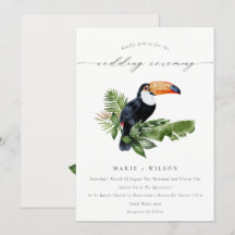 Eleganter tropischer Regenwald Toucan Wedding Einl