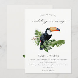 Eleganter tropischer Regenwald Toucan Wedding Einl Dankeskarte