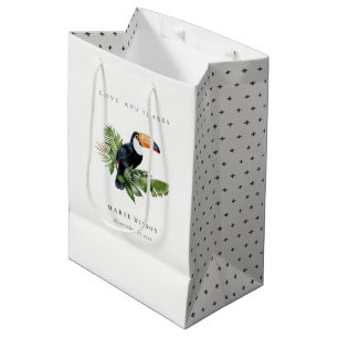 Eleganter tropischer Regenwald Toucan Wedding Mittlere Geschenktüte