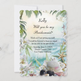 Eleganter tropischer Strand Hochzeit Bridesmaid Einladung