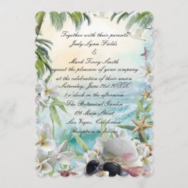 Eleganter tropischer Strand Hochzeit Einladung