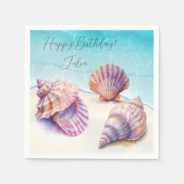 Eleganter tropischer Strand Seashells Pearls Nauti Serviette (Vorderseite)